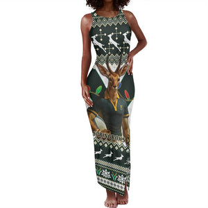 South Africa Christmas Rugby Tank Maxi Dress Springboks Mascot Mix African Pattern