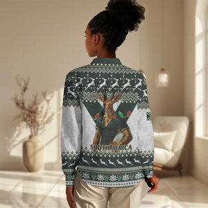 South Africa Christmas Rugby Women Casual Shirt Springboks Mascot Mix African Pattern