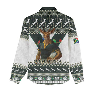 South Africa Christmas Rugby Women Casual Shirt Springboks Mascot Mix African Pattern