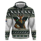 South Africa Christmas Rugby Zip Hoodie Springboks Mascot Mix African Pattern