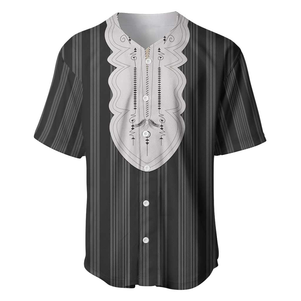 Liberia Kpelle Ethnic Heritage Pattern - Black Baseball Jersey - African Pride