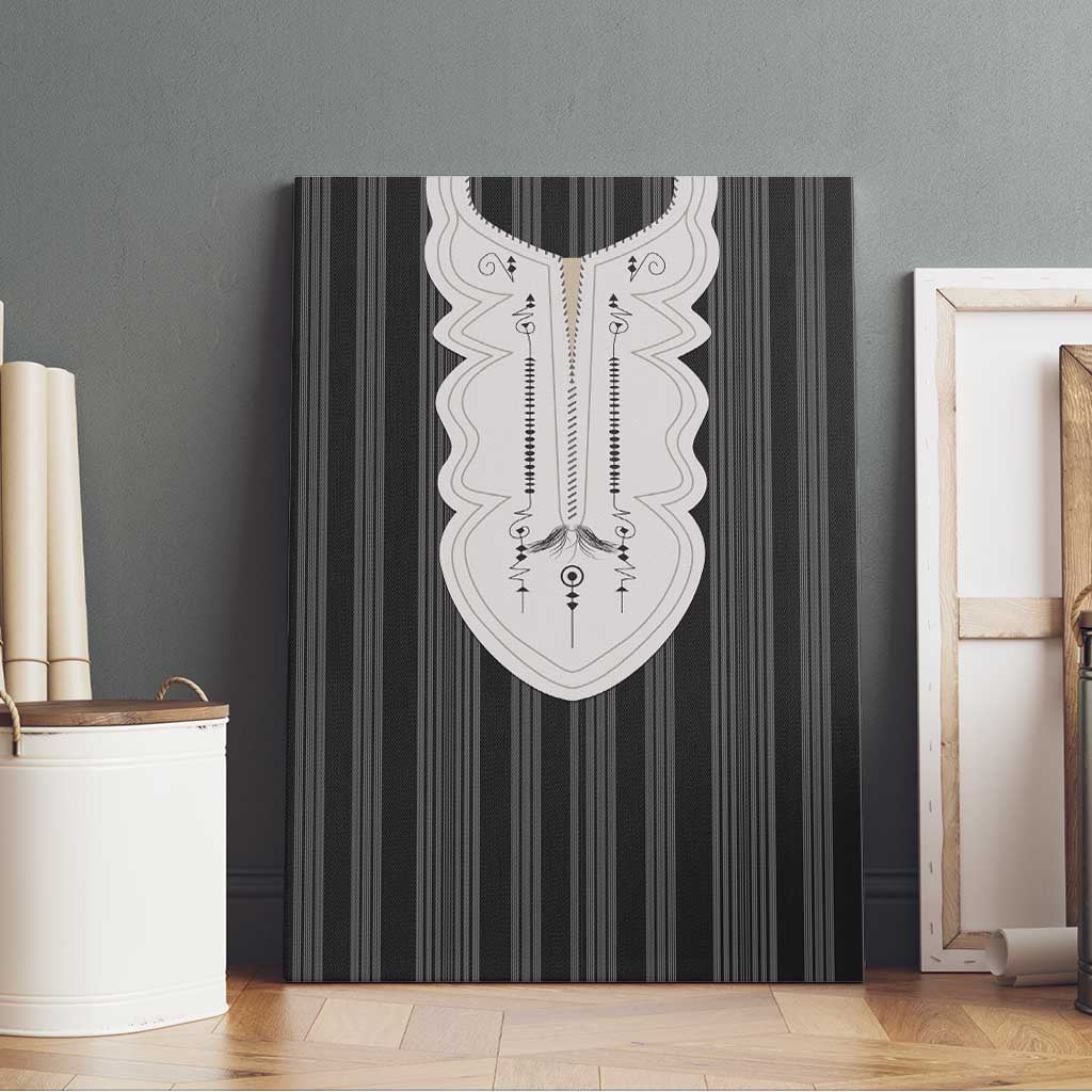 Liberia Kpelle Ethnic Heritage Pattern - Black Canvas Wall Art - African Pride