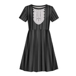 Liberia Kpelle Ethnic Heritage Pattern - Black Kid Short Sleeve Dress - African Pride