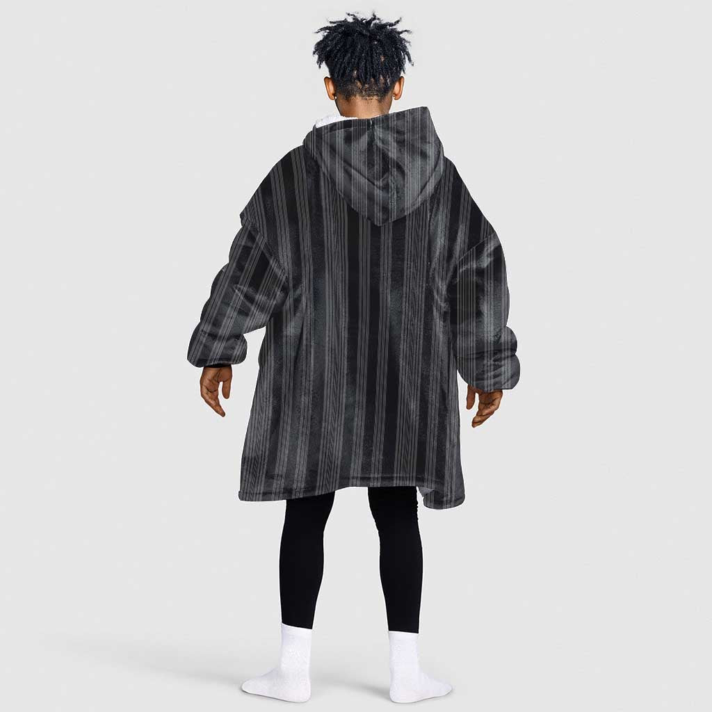 Liberia Kpelle Ethnic Heritage Pattern - Black Kid Wearable Blanket Hoodie - African Pride