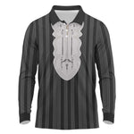 Liberia Kpelle Ethnic Heritage Pattern - Black Long Sleeve Polo Shirt - African Pride