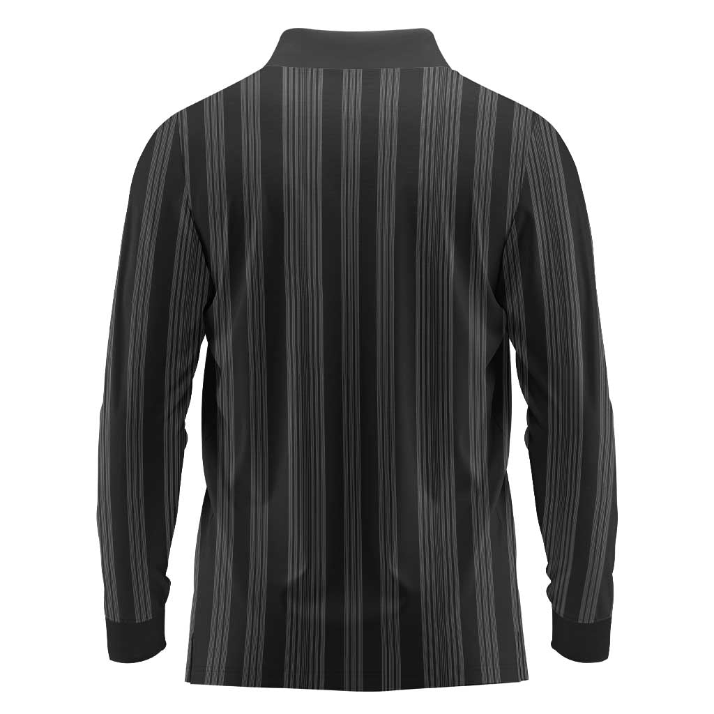 Liberia Kpelle Ethnic Heritage Pattern - Black Long Sleeve Polo Shirt - African Pride
