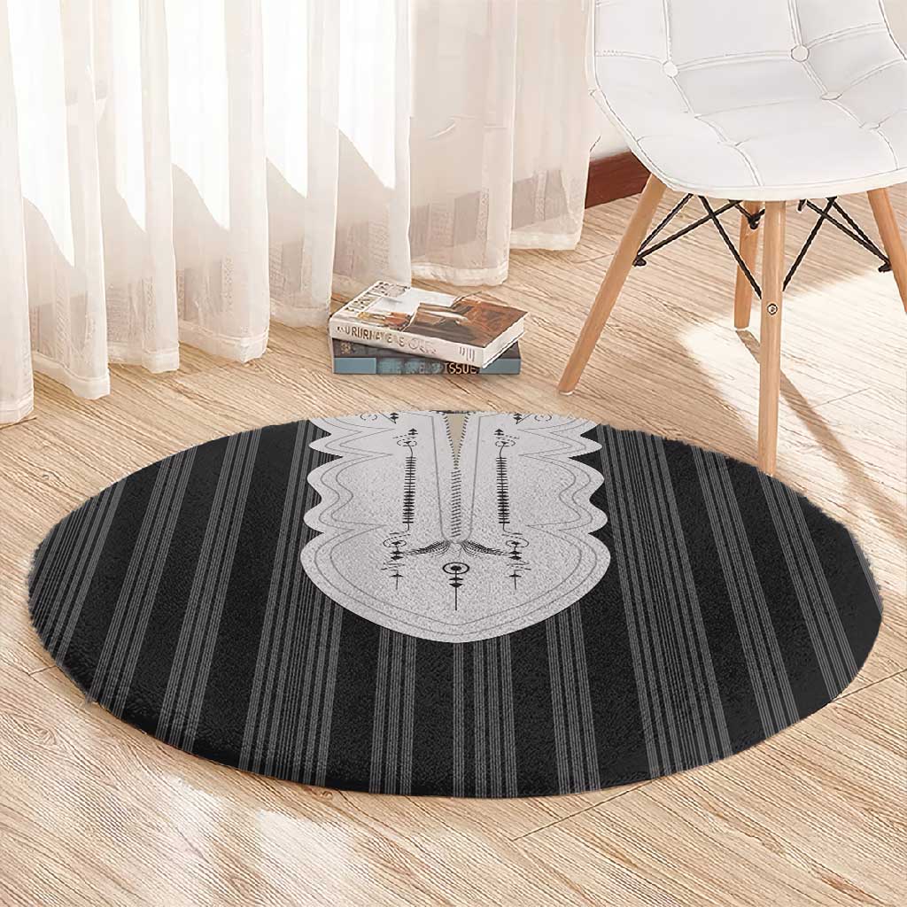 Liberia Kpelle Ethnic Heritage Pattern - Black Round Carpet - African Pride