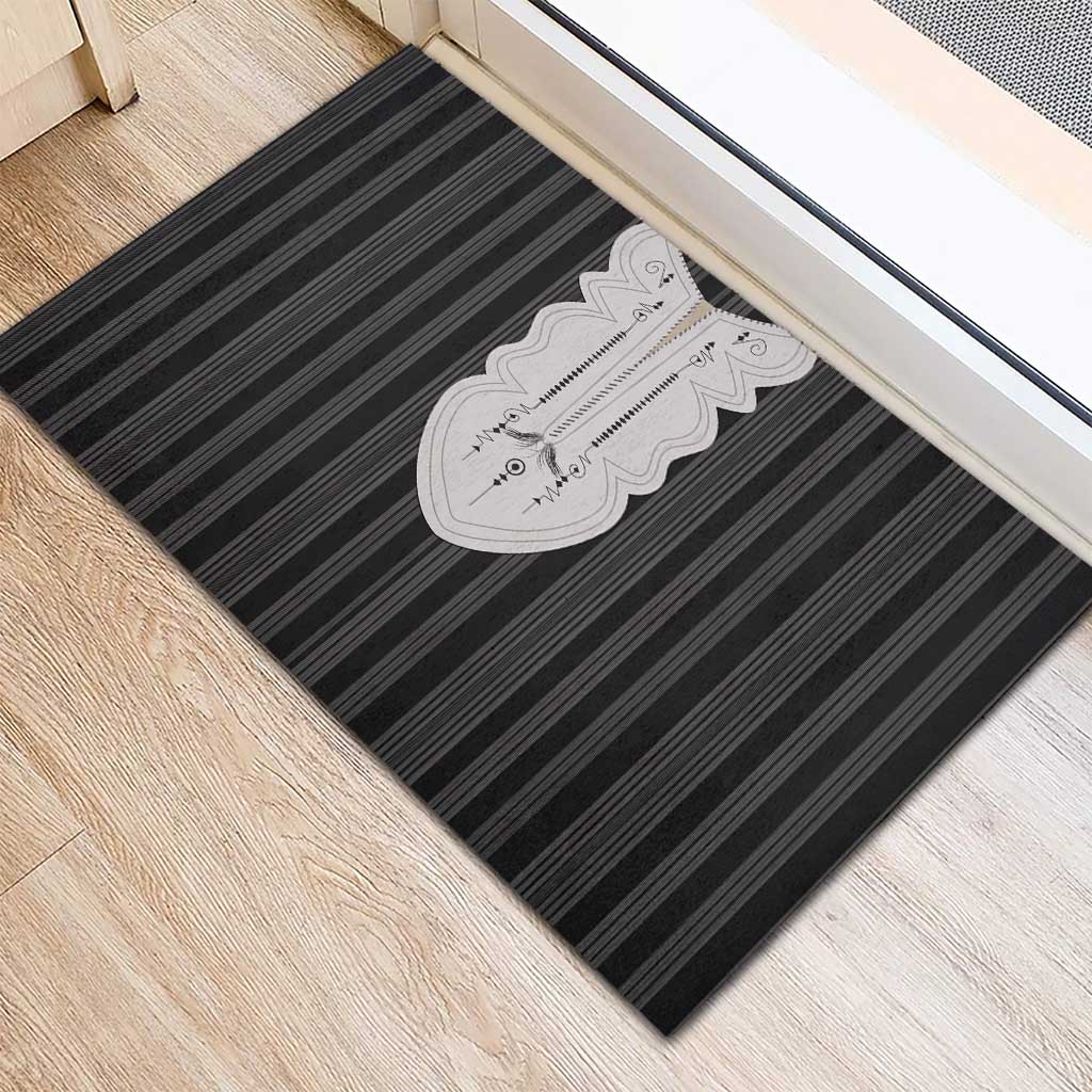 Liberia Kpelle Ethnic Heritage Pattern - Black Rubber Doormat - African Pride