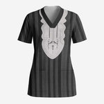 Liberia Kpelle Ethnic Heritage Pattern - Black Scrub Top - African Pride