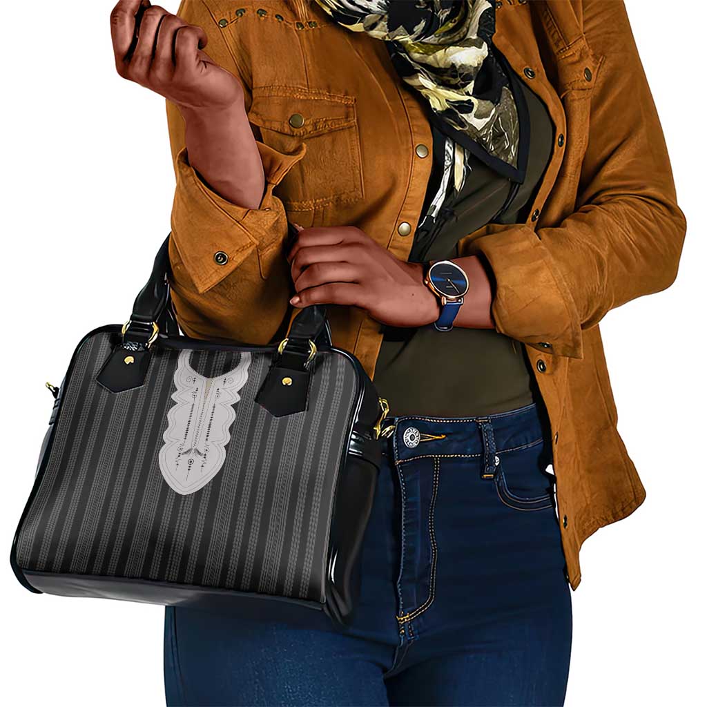 Liberia Kpelle Ethnic Heritage Pattern - Black Shoulder Handbag - African Pride