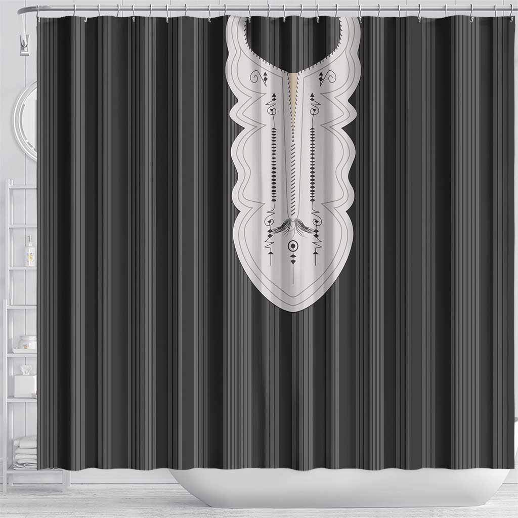 Liberia Kpelle Ethnic Heritage Pattern - Black Shower Curtain - African Pride