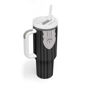 Liberia Kpelle Ethnic Heritage Pattern - Black Tumbler With Handle - African Pride