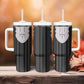 Liberia Kpelle Ethnic Heritage Pattern - Black Tumbler With Handle - African Pride