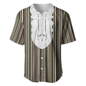 Liberia Kpelle Ethnic Heritage Pattern - Brown Baseball Jersey - African Pride