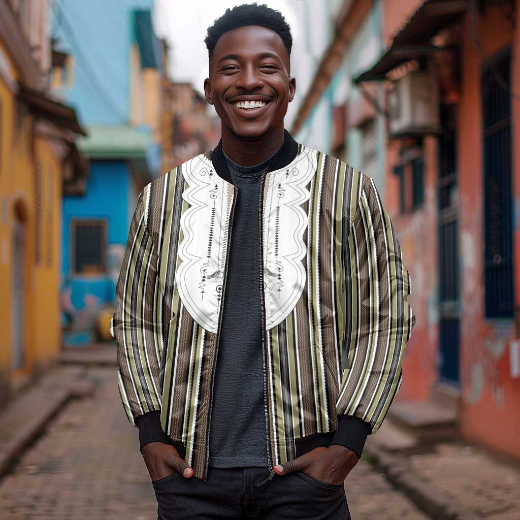 Liberia Kpelle Ethnic Heritage Pattern - Brown Bomber Jacket - African Pride
