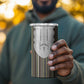 Liberia Kpelle Ethnic Heritage Pattern - Brown 4 in 1 Can Cooler Tumbler - African Pride