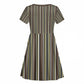 Liberia Kpelle Ethnic Heritage Pattern - Brown Kid Short Sleeve Dress - African Pride