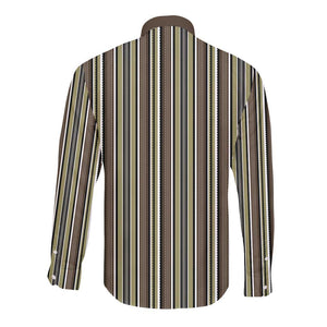 Liberia Kpelle Ethnic Heritage Pattern - Brown Long Sleeve Button Shirt - African Pride