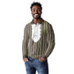 Liberia Kpelle Ethnic Heritage Pattern - Brown Long Sleeve Polo Shirt - African Pride