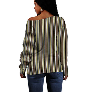 Liberia Kpelle Ethnic Heritage Pattern - Brown Off Shoulder Sweater - African Pride