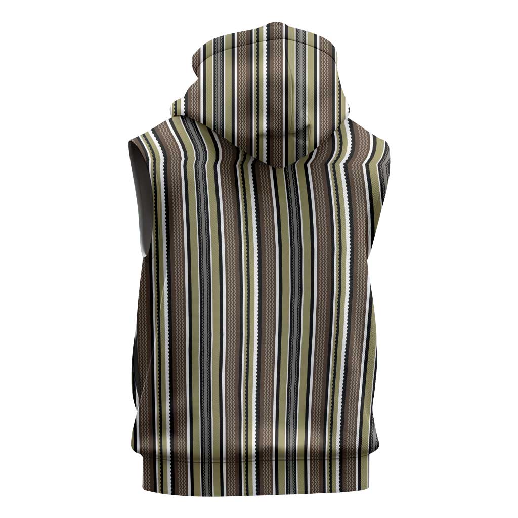 Liberia Kpelle Ethnic Heritage Pattern - Brown Sleeveless Hoodie - African Pride
