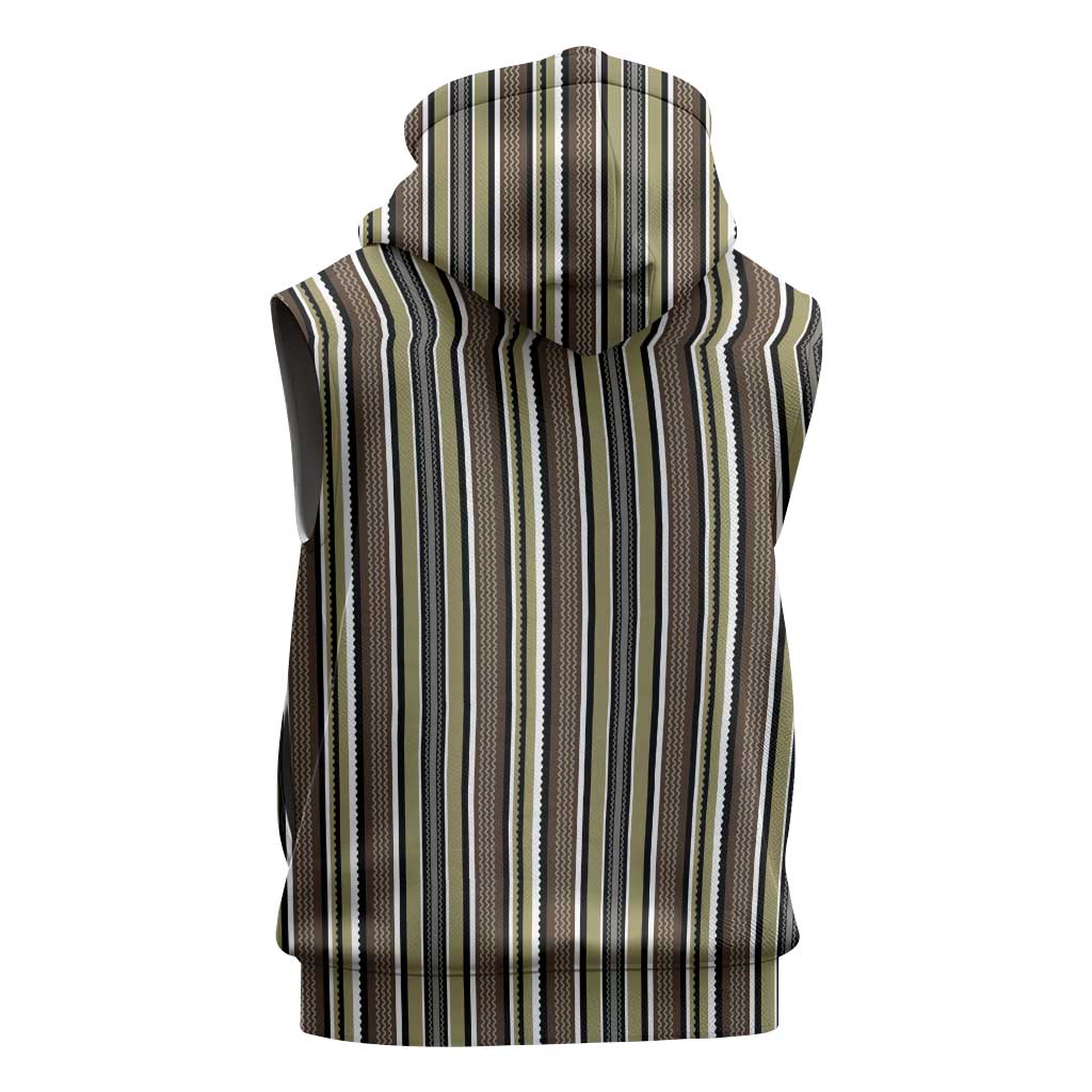 Liberia Kpelle Ethnic Heritage Pattern - Brown Sleeveless Zip Hoodie - African Pride