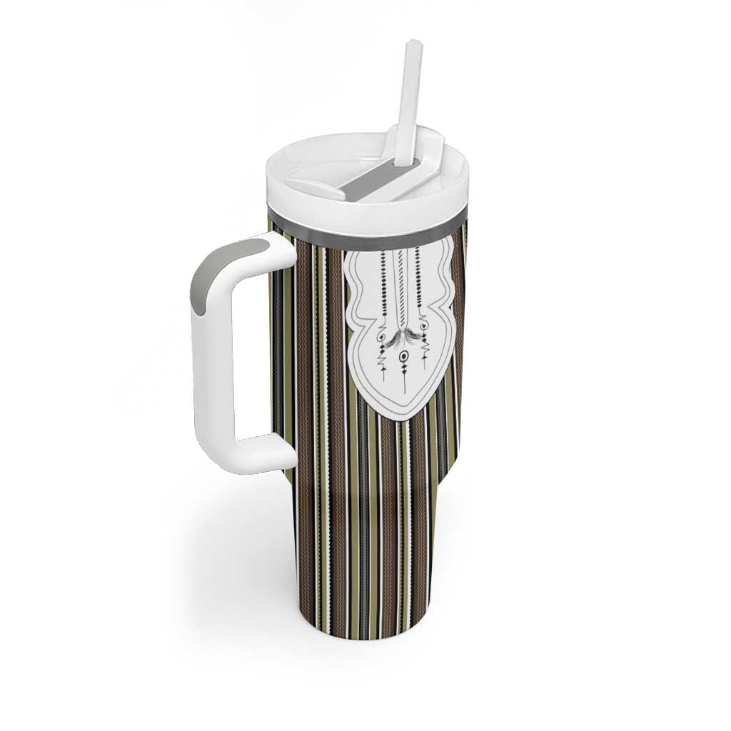 Liberia Kpelle Ethnic Heritage Pattern - Brown Tumbler With Handle - African Pride