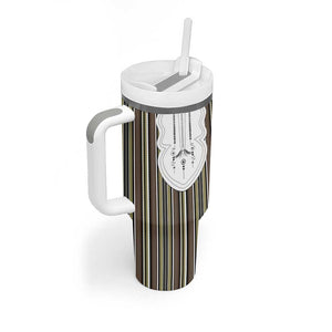 Liberia Kpelle Ethnic Heritage Pattern - Brown Tumbler With Handle - African Pride