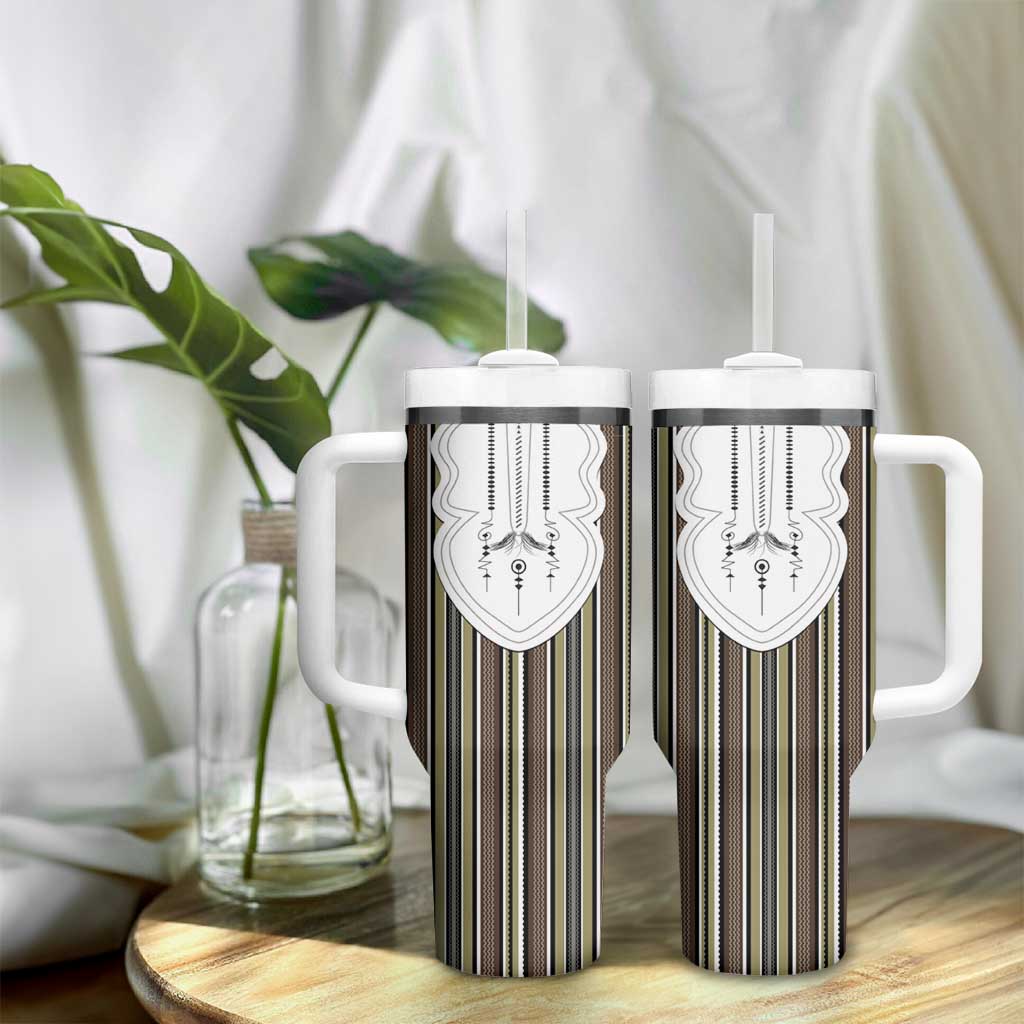 Liberia Kpelle Ethnic Heritage Pattern - Brown Tumbler With Handle - African Pride