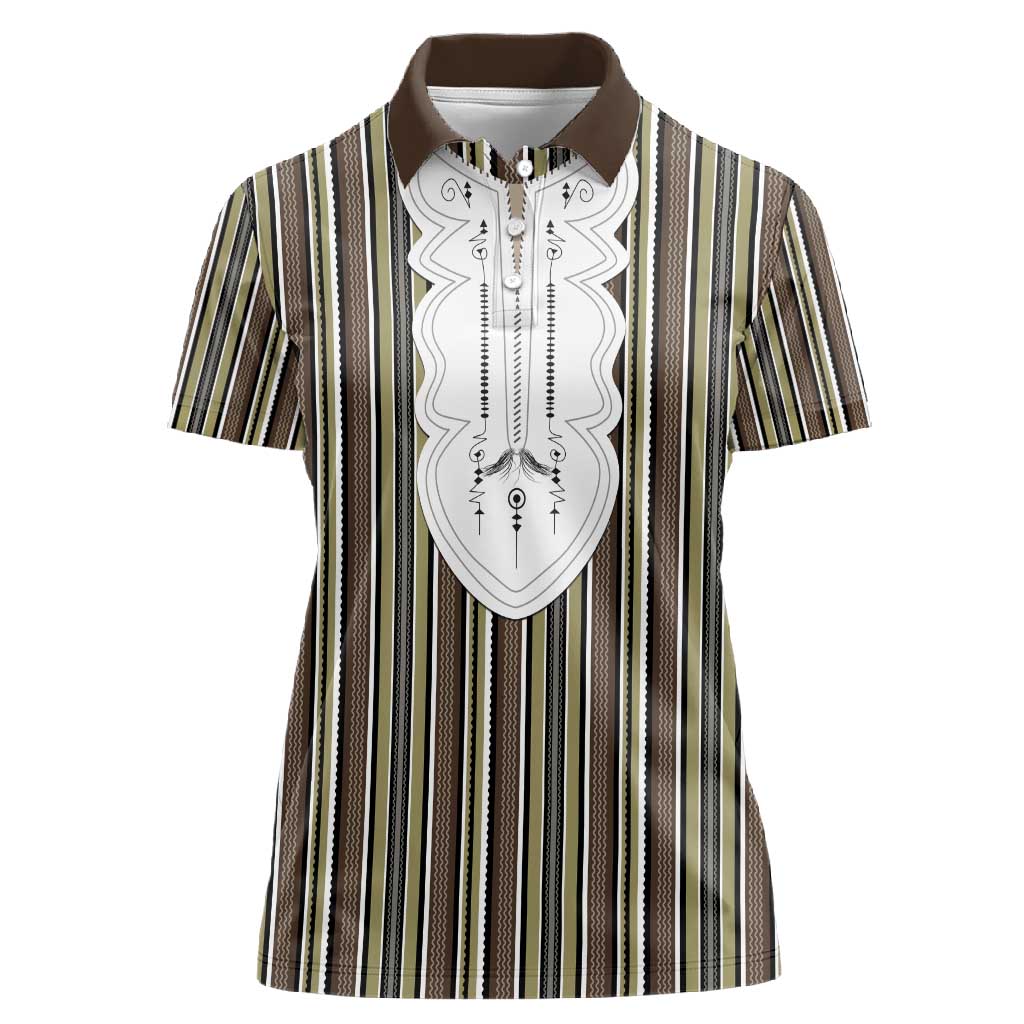 Liberia Kpelle Ethnic Heritage Pattern - Brown Women Polo Shirt - African Pride