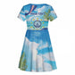 Cape Verde Morabeza Kid Short Sleeve Dress Paradise Ocean - African Pride