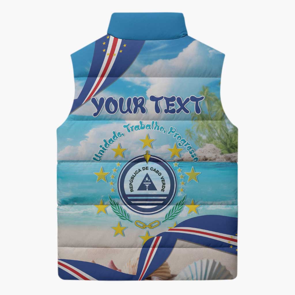 Personalized Cape Verde Morabeza Sleeveless Puffer Jacket Island Welcome