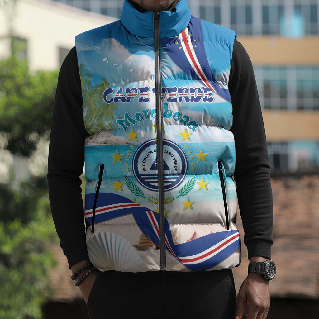 Personalized Cape Verde Morabeza Sleeveless Puffer Jacket Island Welcome