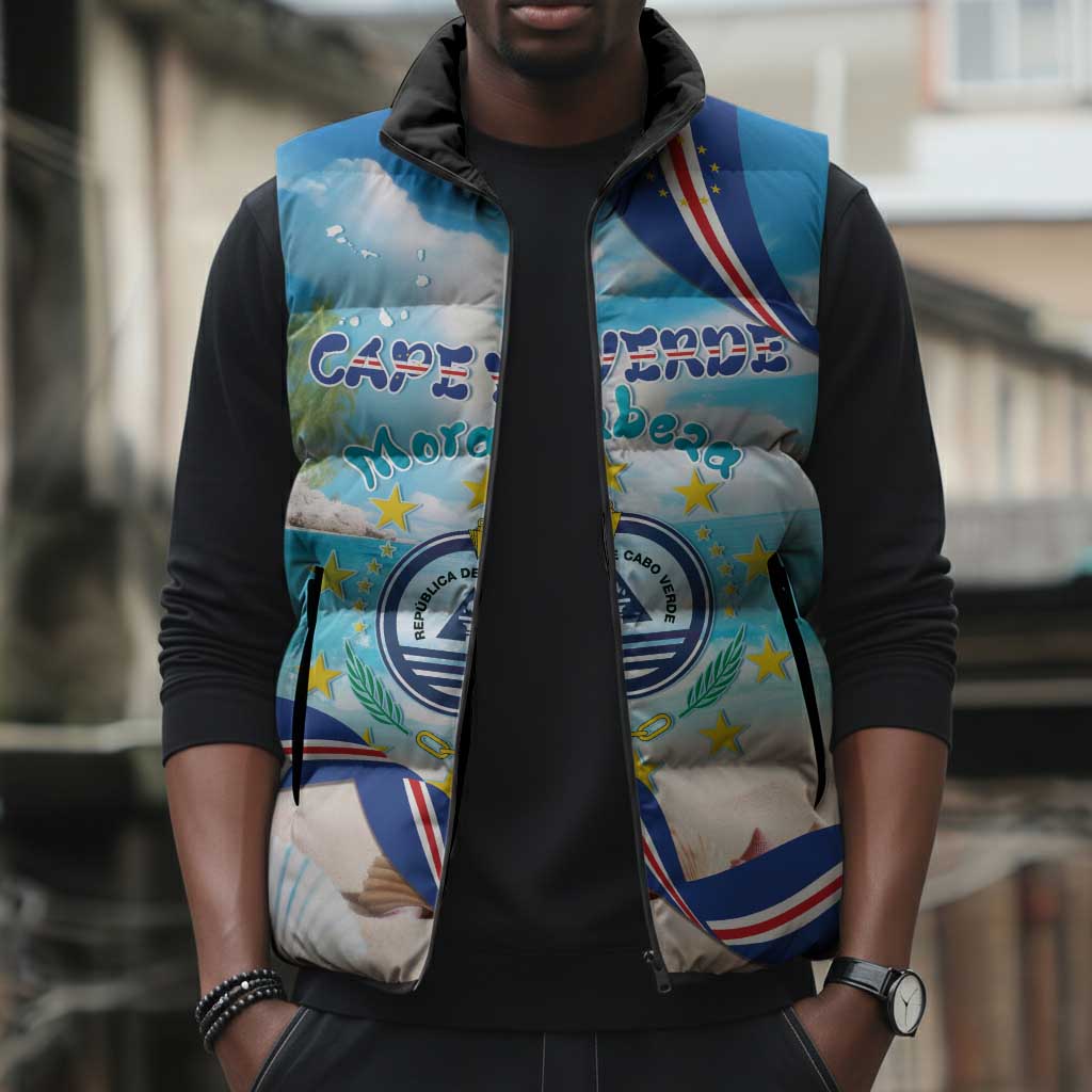 Personalized Cape Verde Morabeza Sleeveless Puffer Jacket Island Welcome