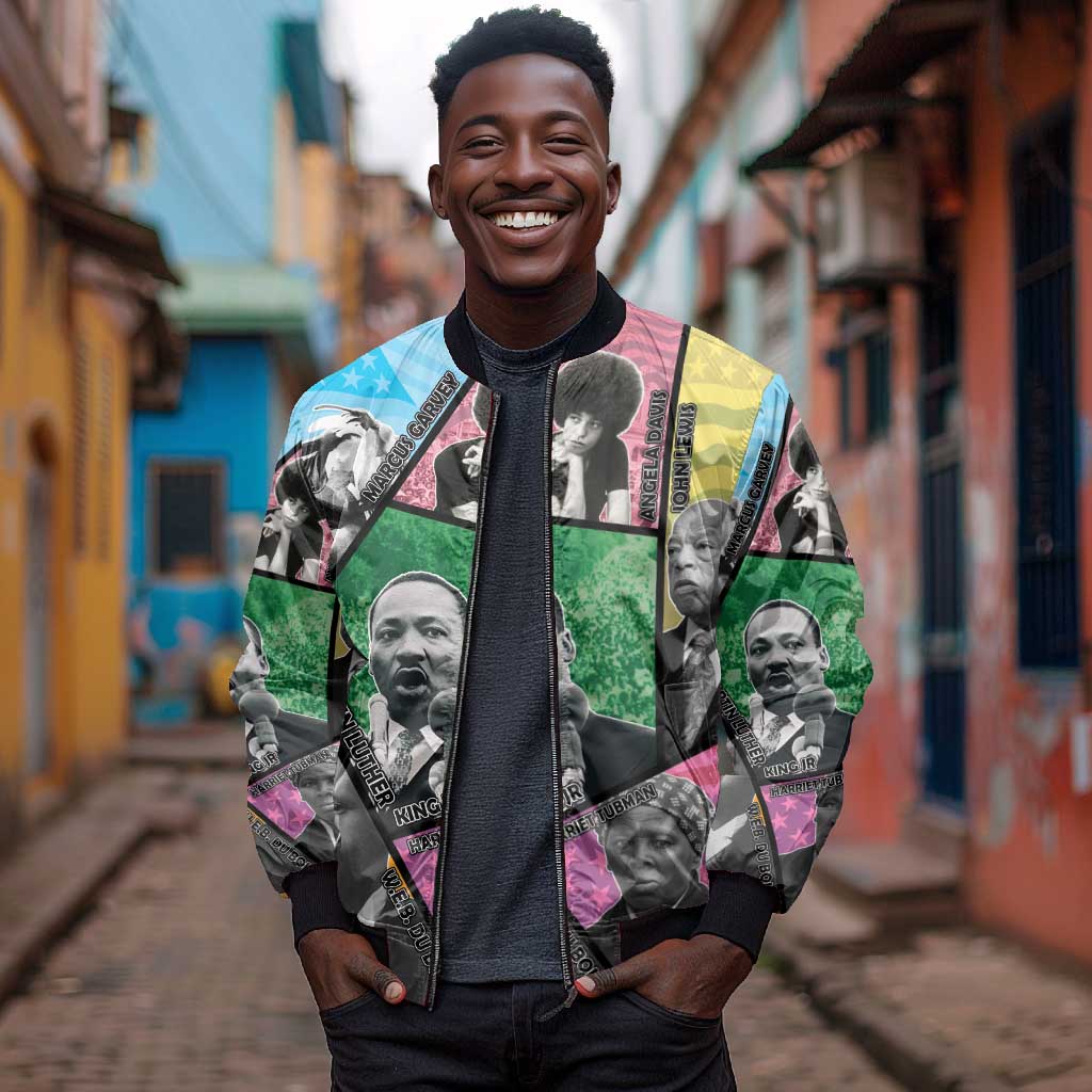 Civil Rights Leader Bomber Jacket Black History Tribute - African Pride