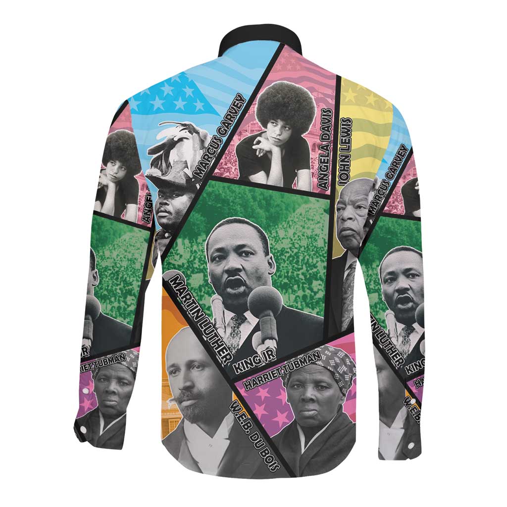 Civil Rights Leader Long Sleeve Button Shirt Black History Tribute - African Pride