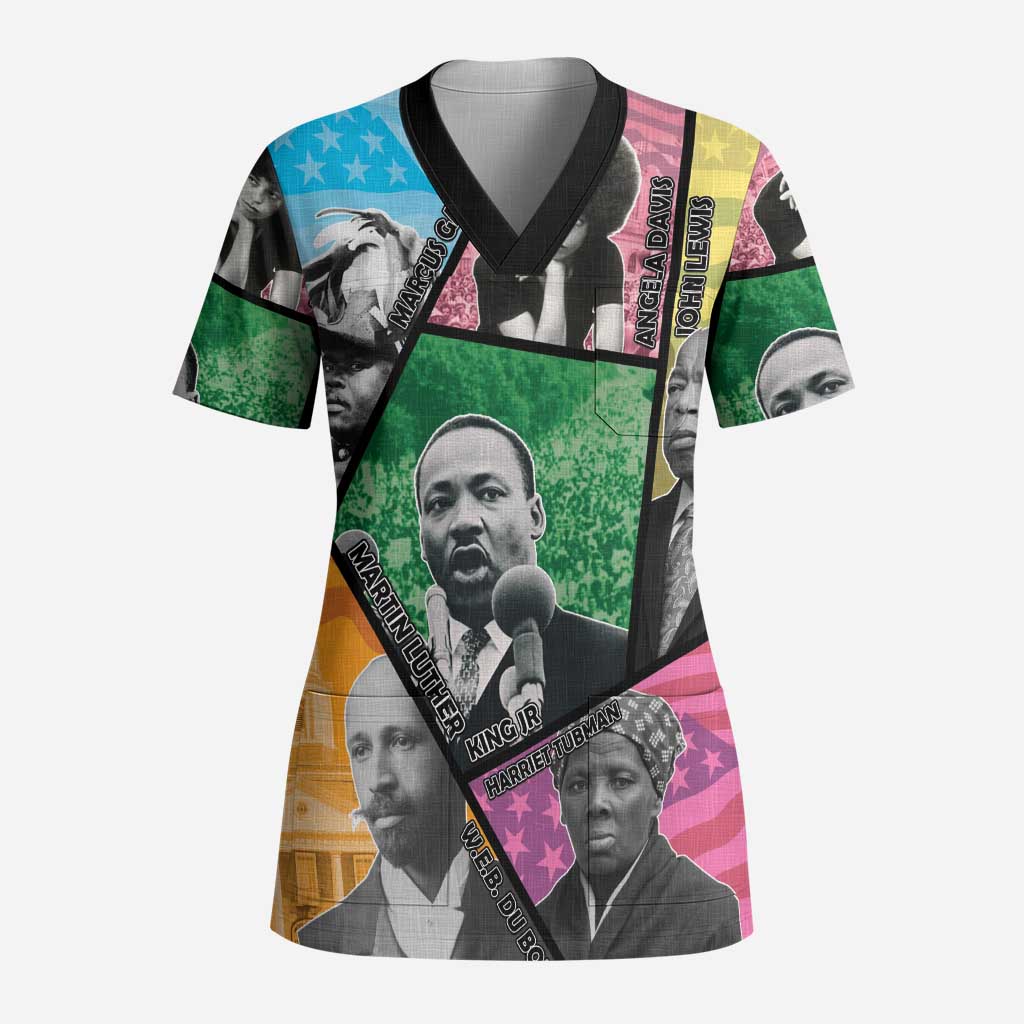 Civil Rights Leader Scrub Top Black History Tribute - African Pride