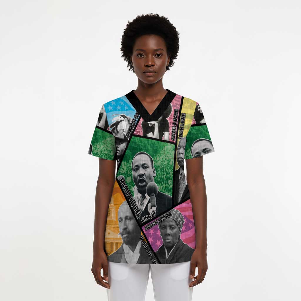 Civil Rights Leader Scrub Top Black History Tribute - African Pride