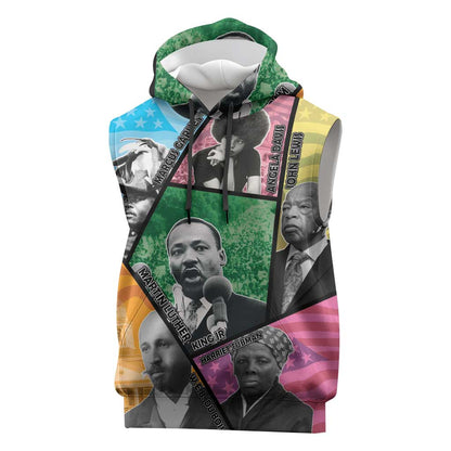 Civil Rights Leader Sleeveless Hoodie Black History Tribute - African Pride