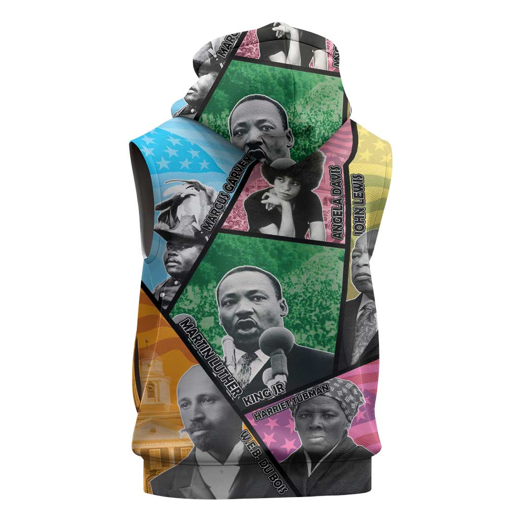 Civil Rights Leader Sleeveless Zip Hoodie Black History Tribute - African Pride