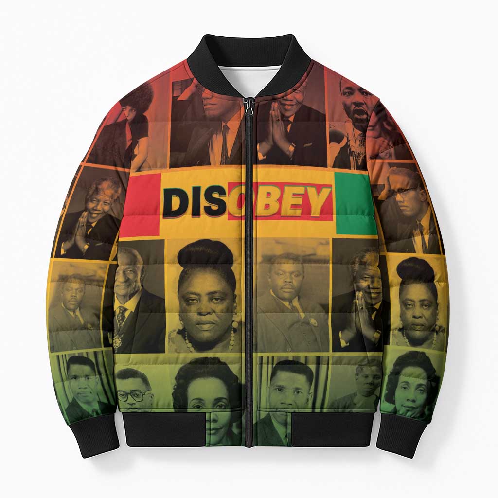 Disobey Black History Tribute Bomber Puffer Jacket Honoring the Civil Rights Legacy