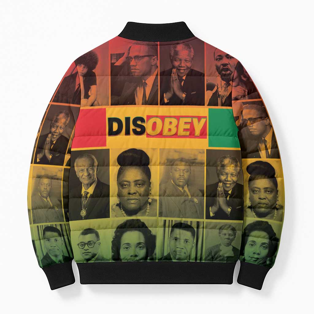 Disobey Black History Tribute Bomber Puffer Jacket Honoring the Civil Rights Legacy