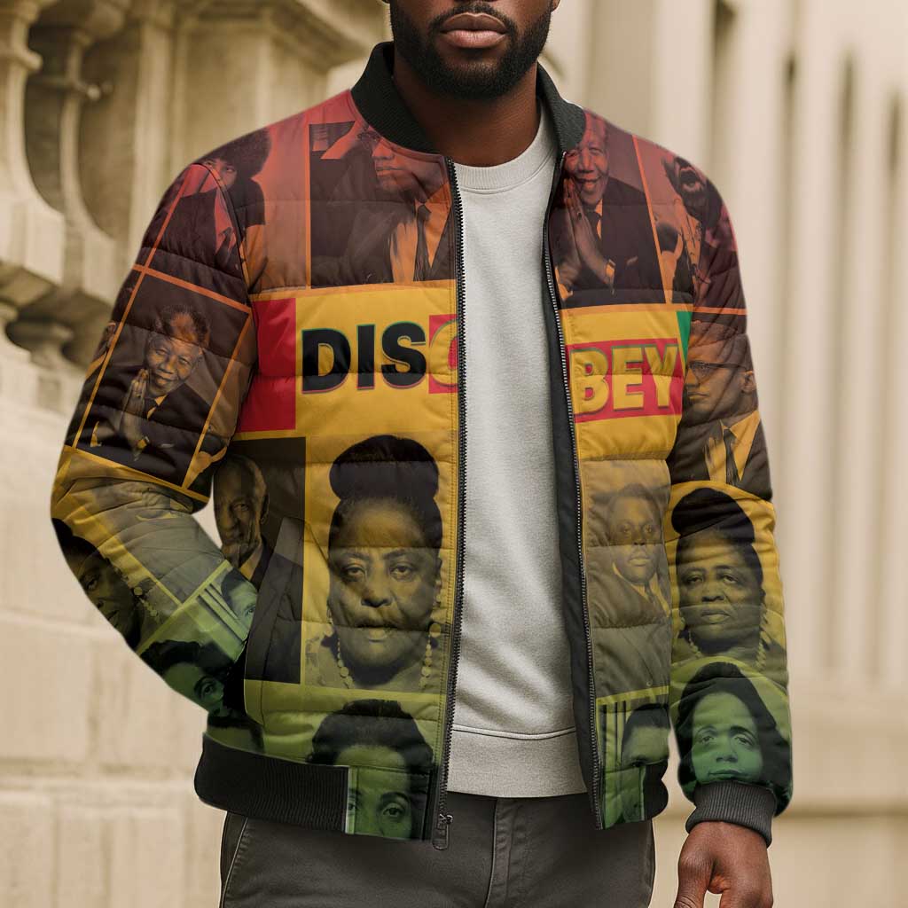 Disobey Black History Tribute Bomber Puffer Jacket Honoring the Civil Rights Legacy