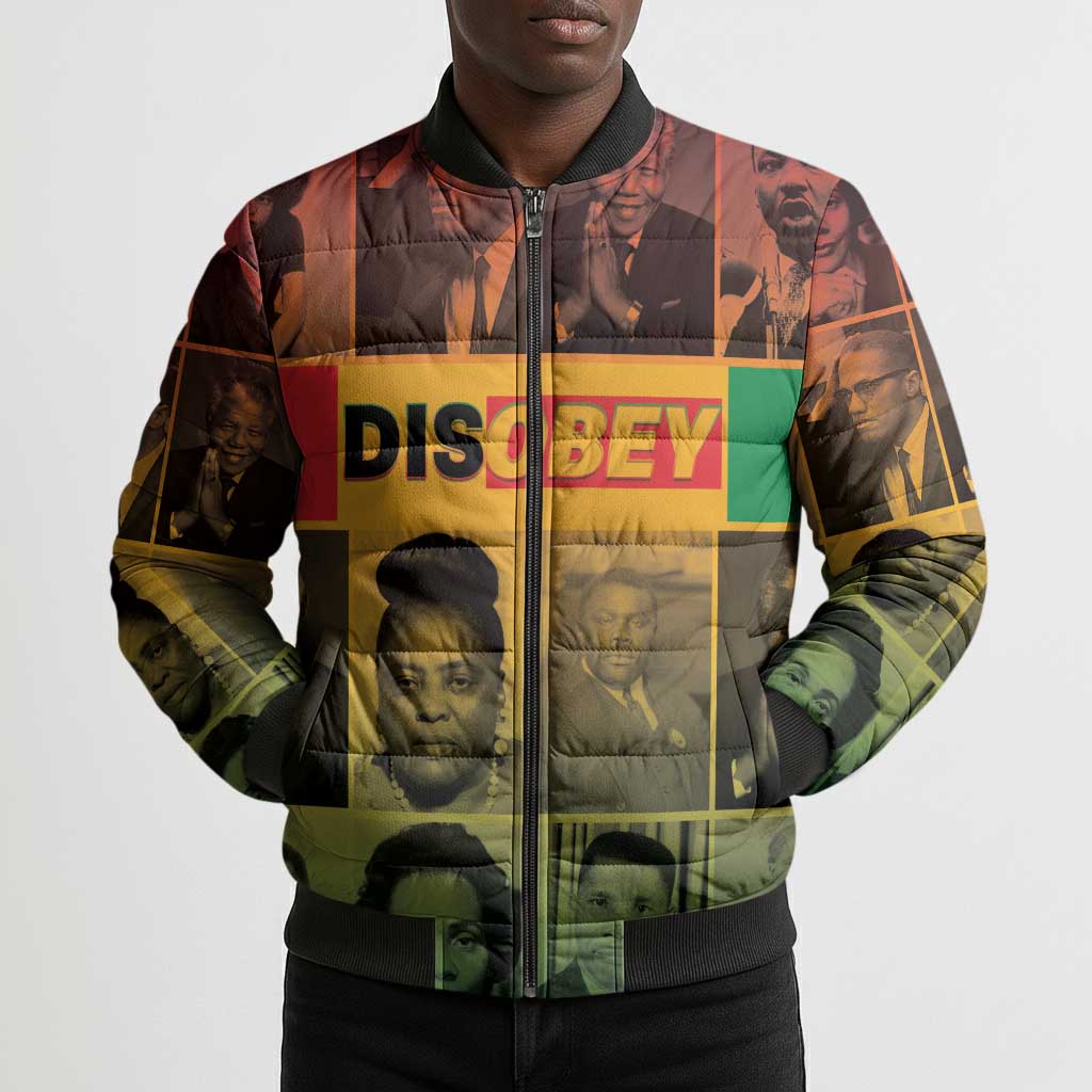 Disobey Black History Tribute Bomber Puffer Jacket Honoring the Civil Rights Legacy