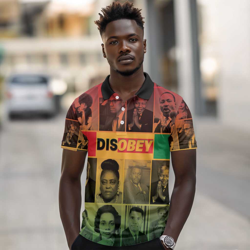 Disobey Freedom Fighters Polo Shirt African American Heroes - African Pride