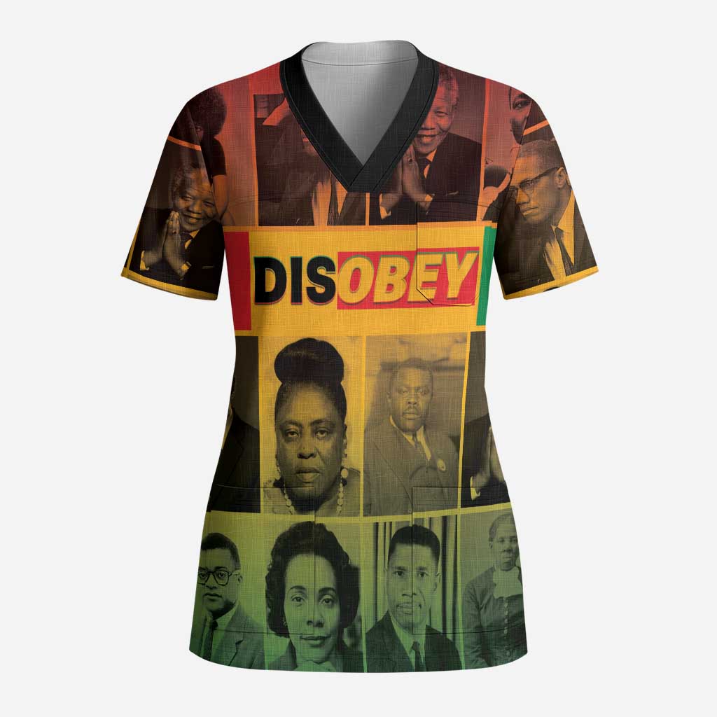 Disobey Freedom Fighters Scrub Top African American Heroes - African Pride