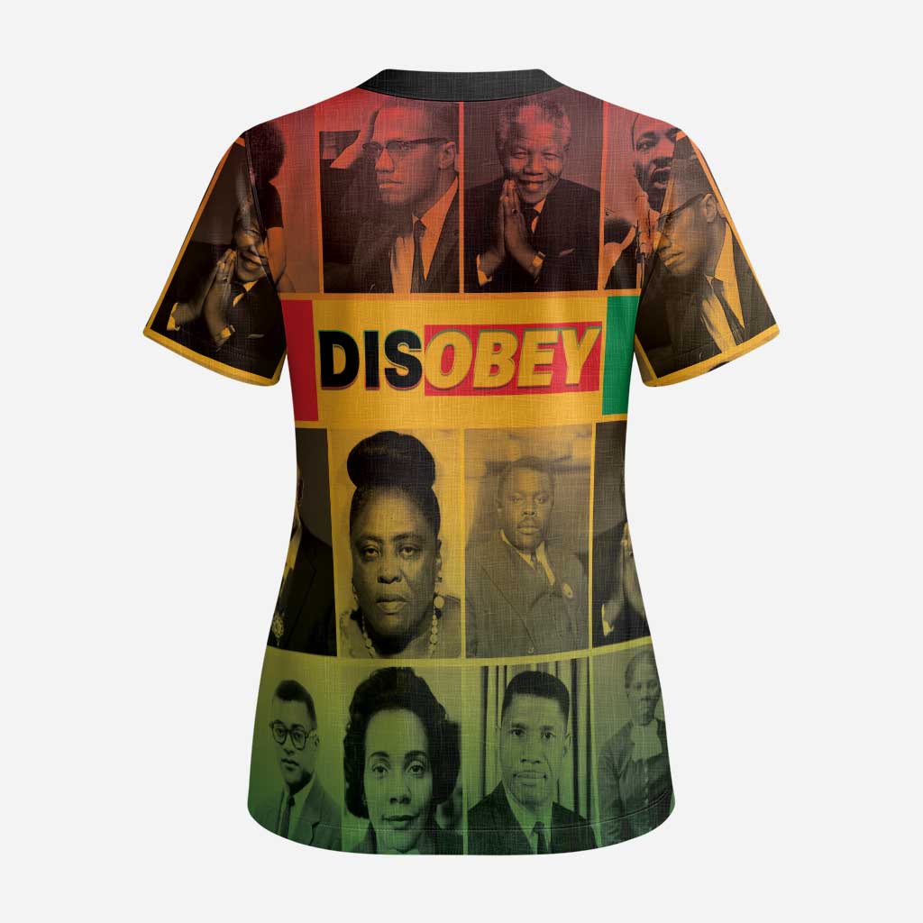 Disobey Freedom Fighters Scrub Top African American Heroes - African Pride