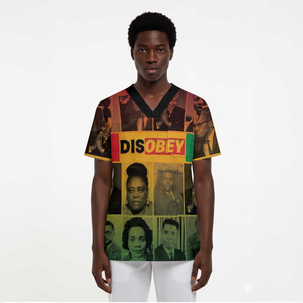 Disobey Freedom Fighters Scrub Top African American Heroes - African Pride