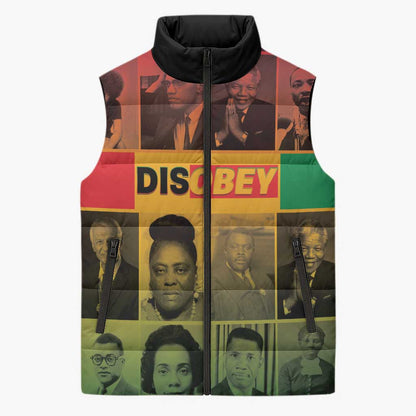 Disobey Black History Tribute Sleeveless Puffer Jacket Honoring the Civil Rights Legacy