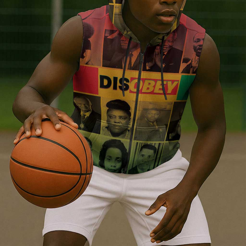 Disobey Freedom Fighters Sleeveless Zip Hoodie African American Heroes - African Pride
